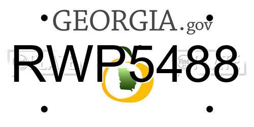 RWP5488 Georgia License Plate