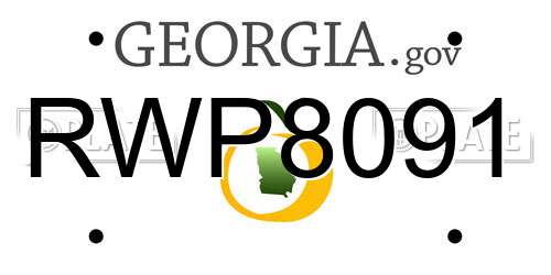 RWP8091 Georgia License Plate