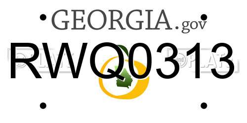 RWQ0313 Georgia License Plate