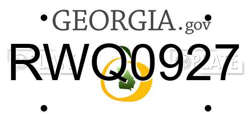 RWQ0927 Georgia License Plate