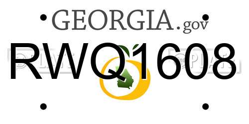 RWQ1608 Georgia License Plate
