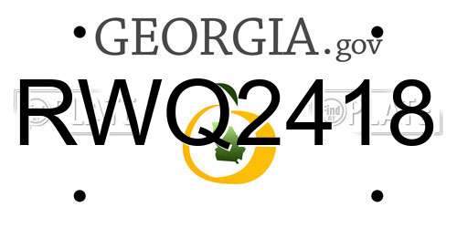 RWQ2418 Georgia License Plate