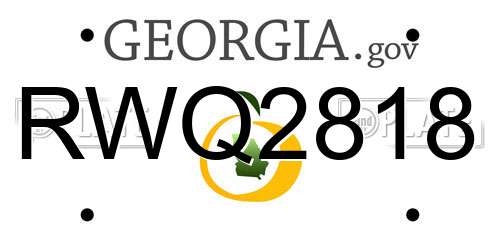 RWQ2818 Georgia License Plate