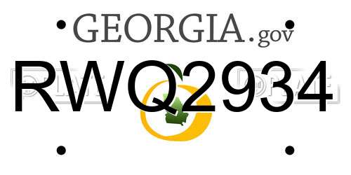 RWQ2934 Georgia License Plate