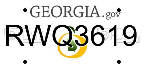 RWQ3619 Georgia License Plate