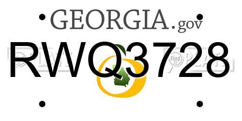 RWQ3728 Georgia License Plate
