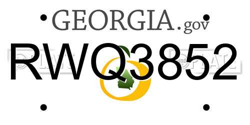 RWQ3852 Georgia License Plate