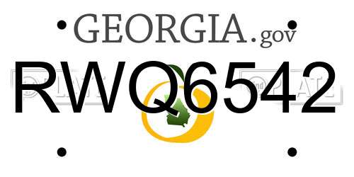 RWQ6542 Georgia License Plate
