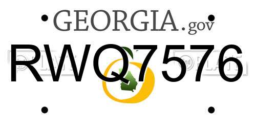 RWQ7576 Georgia License Plate