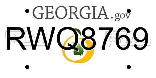 RWQ8769 Georgia License Plate