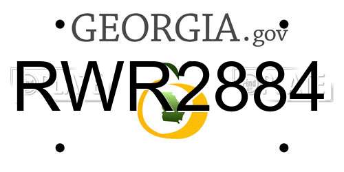 RWR2884 Georgia License Plate