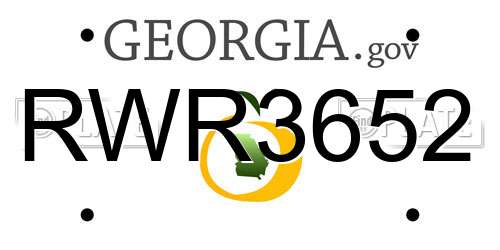RWR3652 Georgia License Plate