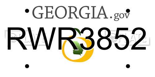 RWR3852 Georgia License Plate