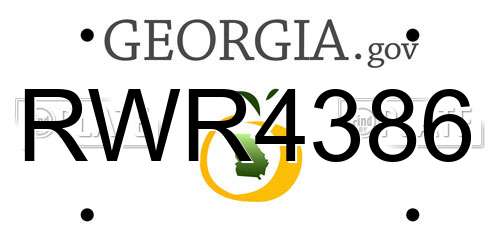 RWR4386 Georgia License Plate