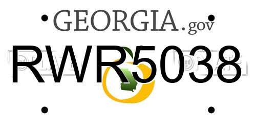 RWR5038 Georgia License Plate