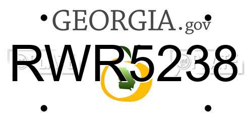 RWR5238 Georgia License Plate