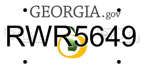 RWR5649 Georgia License Plate