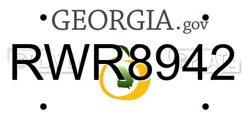 RWR8942 Georgia License Plate