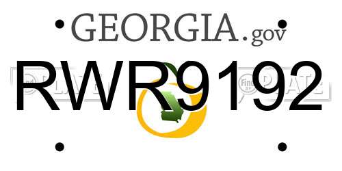 RWR9192 Georgia License Plate
