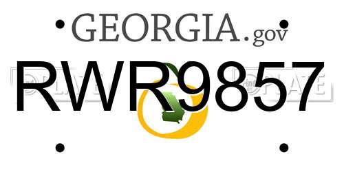 RWR9857 Georgia License Plate