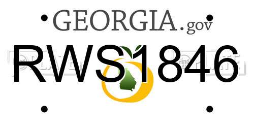 RWS1846 Georgia License Plate