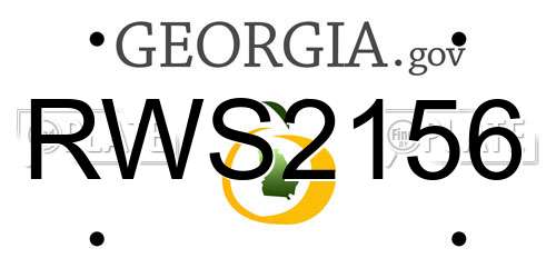 RWS2156 Georgia License Plate