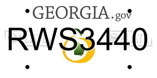 RWS3440 Georgia License Plate