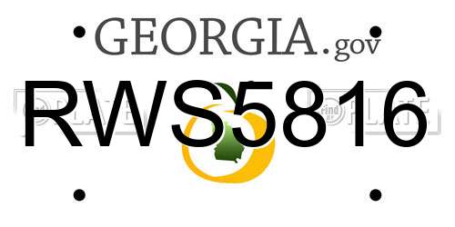 RWS5816 Georgia License Plate