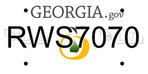 RWS7070 Georgia License Plate