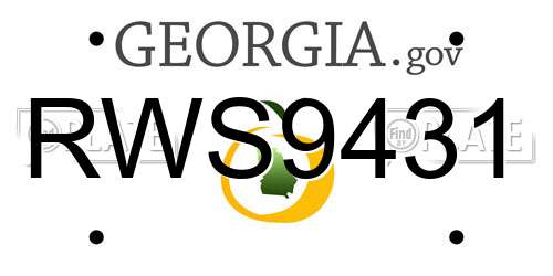 RWS9431 Georgia License Plate