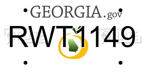 RWT1149 Georgia License Plate