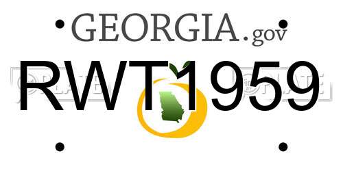 RWT1959 Georgia License Plate