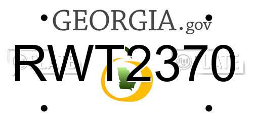 RWT2370 Georgia License Plate