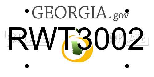 RWT3002 Georgia License Plate