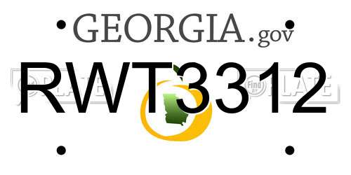 RWT3312 Georgia License Plate