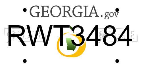 RWT3484 Georgia License Plate