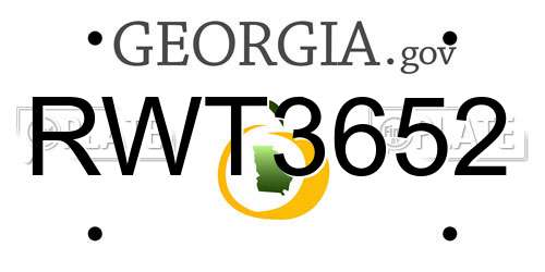RWT3652 Georgia License Plate