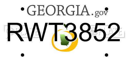 RWT3852 Georgia License Plate