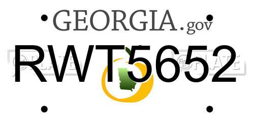 RWT5652 Georgia License Plate