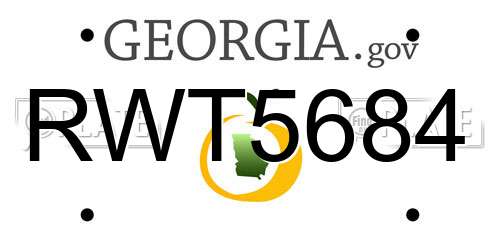 RWT5684 Georgia License Plate