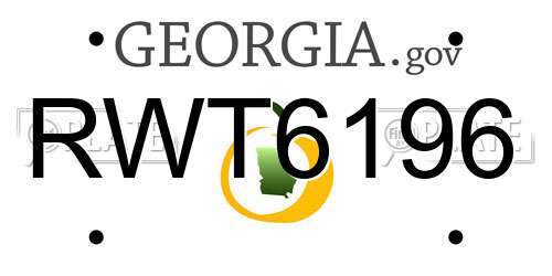 RWT6196 Georgia License Plate