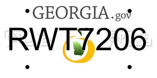 RWT7206 Georgia License Plate