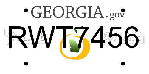 RWT7456 Georgia License Plate