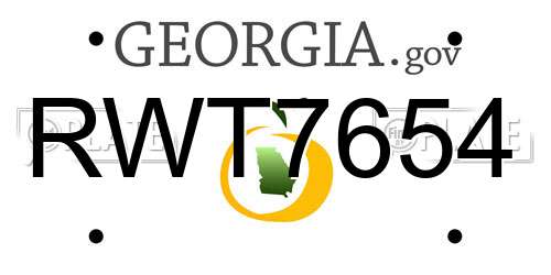 RWT7654 Georgia License Plate