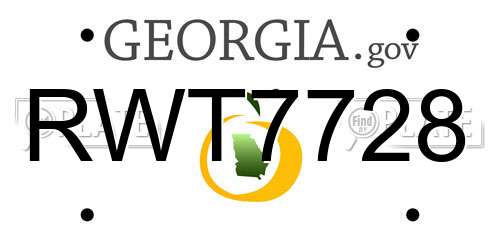 RWT7728 Georgia License Plate