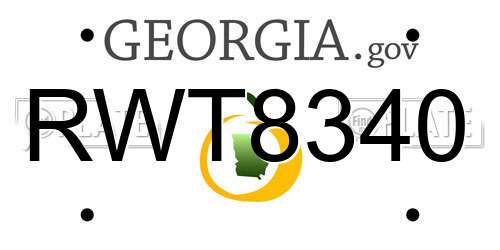 RWT8340 Georgia License Plate
