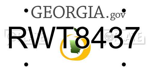 RWT8437 Georgia License Plate