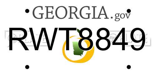 RWT8849 Georgia License Plate