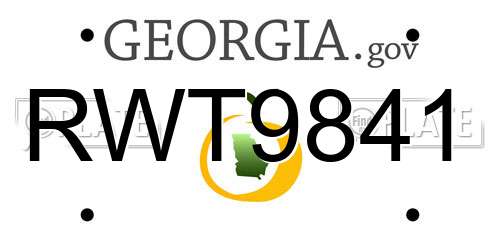 RWT9841 Georgia License Plate