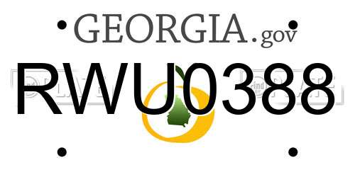 RWU0388 Georgia License Plate